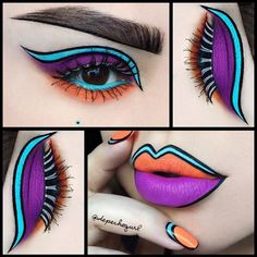 Super cool and creative pop art makeup and nails by depechegurl