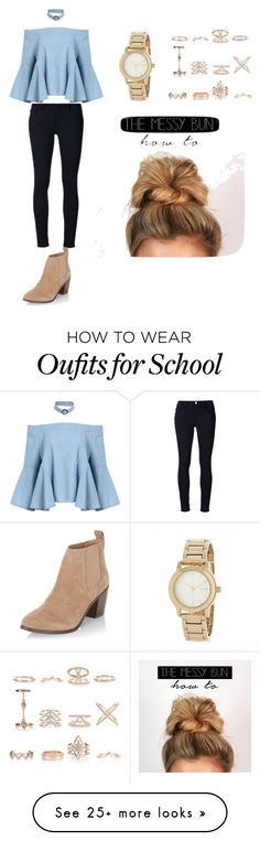&quot;School outfit idea&quot; by kayaroseberry-1 on Polyvore featuring Frame Denim, New Look and DKNY