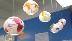 To learn the continents, have students trace their shapes onto paper lanterns as paper globes. Alternatively, we could make paper-mache globes.