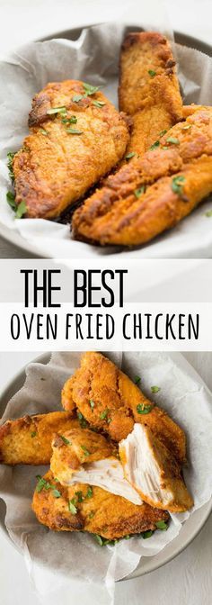 Easy oven fried chicken that tastes just like KFC but without all the grease! One of our FAVORITE meals!