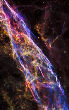 NASA&#39;s Hubble Space Telescope has unveiled in stunning detail a small section of the expanding remains of a massive star that exploded about 8,000 years ago. Called the Veil Nebula, the debris is one of the best-known supernova remnants, deriving its name from its delicate, draped filamentary structures. The entire nebula is 110 light-years across, covering six full moons on the sky as seen from Earth, and resides about 2,100 light-years away in the constellation Cygnus, the Swan.