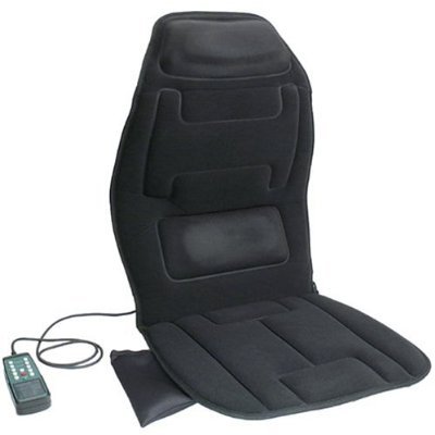 Comfort Products 60-2910 Ten Motor Massaging Seat Cushion in Charcoal Gray, Seat cushion, Charcoal gray finish, Simulated suede fabric, Ten invigorating massage motors for the upper back, lower back and thighs, Soothing heat treatment, Memory foam in neck rest and lumbar support pads, Easy to operate hand held electronic controller, Side pouch for storage, AC and DC adaptors for home, office and auto Back Massager With Heat