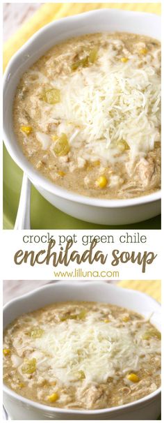 Crock Pot Green Chile Enchilada Soup - a new favorite soup recipe that is easy to make AND delicious! { <a href="http://lilluna.com" rel="nofollow" target="_blank">lilluna.com</a> } <a class="pintag searchlink" data-query="%23soup" data-type="hashtag" href="/search/?q=%23soup&rs=hashtag" rel="nofollow" title="#soup search Pinterest">#soup</a>
