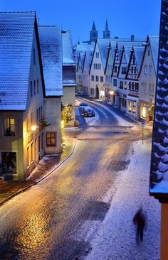 Snowy Night, Rothenburg, Germany
