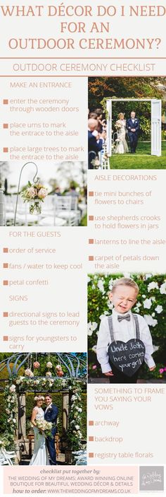 Outdoor Wedding Ceremony Decorations ??Checklist from @theweddingomd www.theweddingofmydreams.co.uk