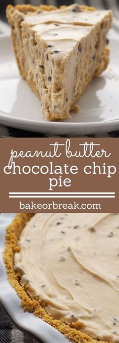 Peanut Butter-Chocolate Chip Pie is a cool, creamy dessert featuring everyone's favorite flavor combination. - Bake or Break ~ http://www.bakeorbreak.com