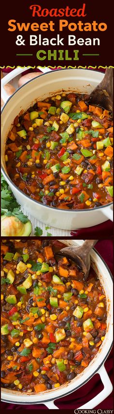 Roasted Sweet Potato and Black Bean Chili - SO GOOD! Didn&#39;t even miss the meat!
