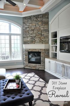 DIY Stone Fireplace Reveal (for real!) - Evolution of Style - love these colors