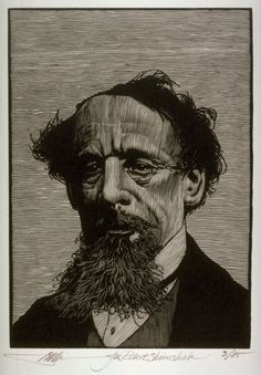 Portrait of Charles Dickens, Barry Moser, wood engraving