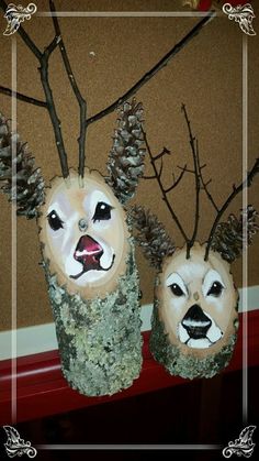 Handmade Reindeer Log decorations, Christmas, holiday, great gift, centerpiece in Collectibles, Holiday &amp; Seasonal, Christmas: Current (1991-Now) | eBay