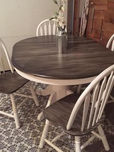 Snow White Milk Paint with Pitch Black Glaze Effect Dining Set | Glaze Furniture Rehab | DIY Paint Ideas For Your Old Furniture More
