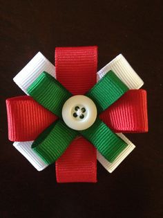 Red and Green Holiday Christmas Hair Bow Clip by SandmansDream, $2.00
