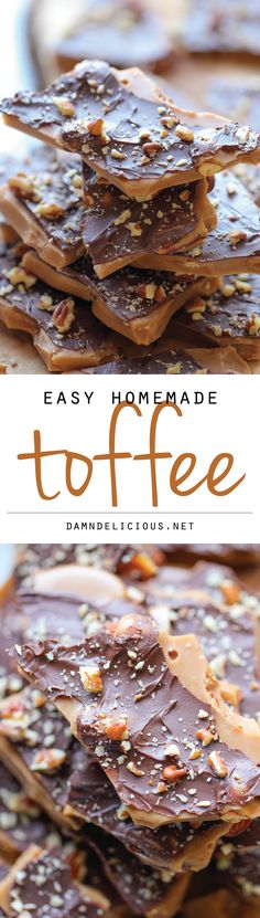 Easy Homemade Toffee - An unbelievably easy, no-fuss, homemade toffee recipe. So addictive, you won&#39;t want to share!