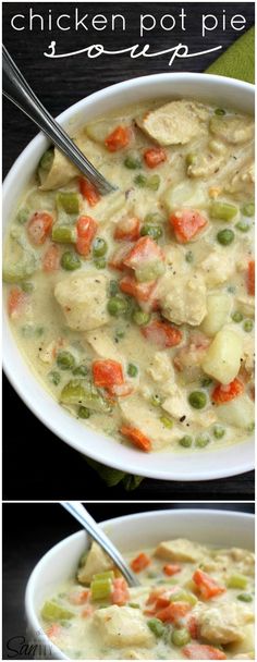 Chicken pot pie soup! A winter favorite. Make this amazing soup recipe for your???
