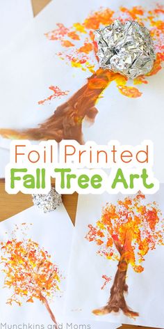 Foil printed Fall Tree Art! This is a great fall preschool art project, so???