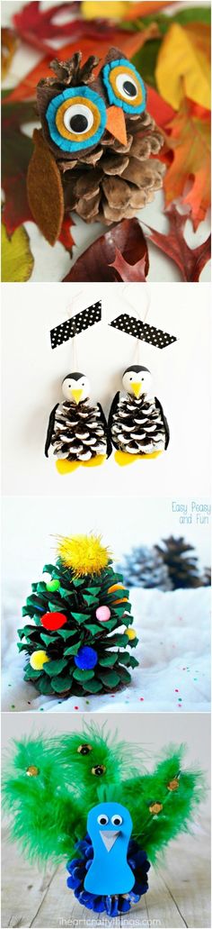 You&#39;re going to love every single one of these cute pine cone crafts! Your kids will have so much fun, and the best part is that the base materials are free! via DIY Candy