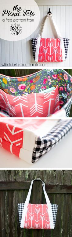 Fabric.com & Sew Can She partner to bring you a free picnic tote pattern and tutorial!