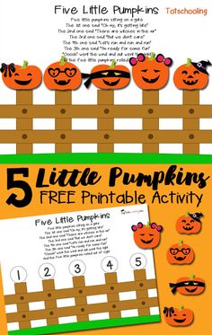 FREE 5 Little Pumpkins activity for toddlers and preschoolers to follow along???