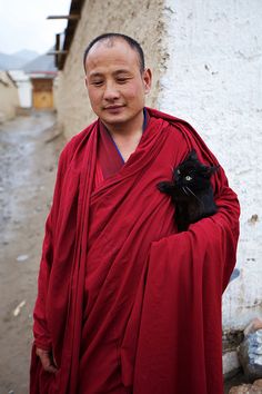 Monk with his cat