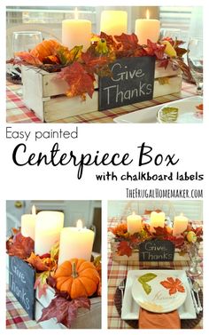 Easy painted Centerpiece Box with chalkboard labels