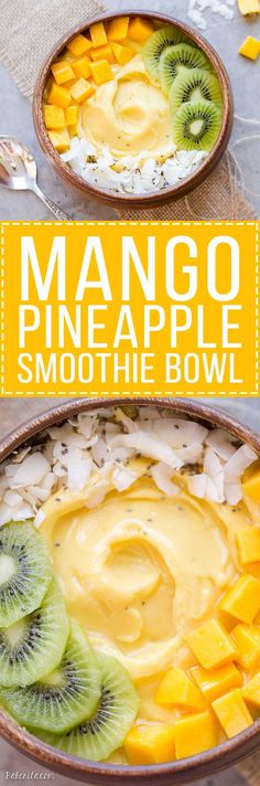 This Mango Pineapple Smoothie Bowl brings the tropics to your breakfast bowl! Customize the toppings on this ultra refreshing &amp; healthy smoothie bowl for your ideal breakfast or snack.