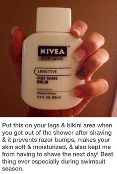 Put on legs/bikini area to keep it becoming irritated and no razor bumps! U won&#39;t have to shave the next day either!