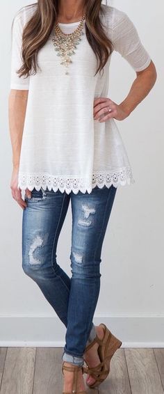 Love the trim on the bottom of this top. Love the fit and the easy feel. Casual???