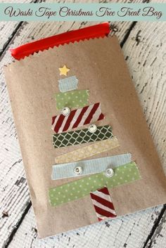 Make this Washi Tape Christmas Tree Treat bag in no time at all!