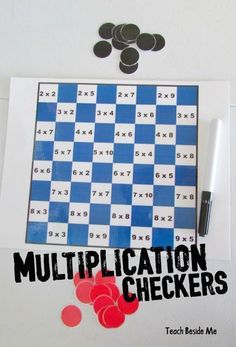 FREE Multiplication Checkers Math Games - This is such a clever way for kids to practice math facts in homeschool, 3rd grade, 4th grade, and 5th grade. NO PREP!