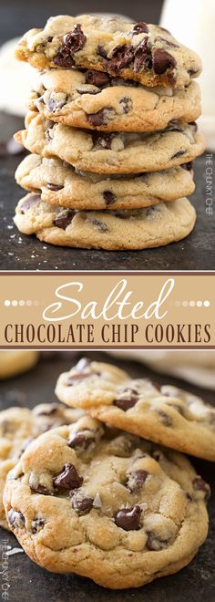 Salted Chocolate Chip Cookies | Thick, chewy chocolate chip cookies that are perfectly crisp on the edges and soft in the middle. The sea salt just accentuates the rich chocolate flavor! | <a href="http://thechunkychef.com" rel="nofollow" target="_blank">thechunkychef.com</a>