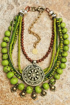 XO Gallery - Statement Necklace | Green | Copper | Multi-Strand | XO Gallery | XO Gallery