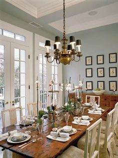 Wedgewood Gray...Love the table and chairs too! Don't like the light fixture.