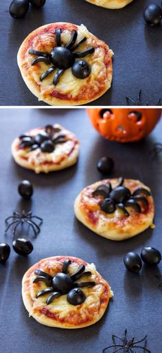 Mini Spider Pizzas | Click Pic for 20 Healthy Halloween Snack Ideas for Kids | Easy Snacks for Teens to Make Recipes
