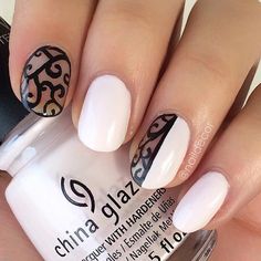 Black and white negative nails by China Glaze nail polish