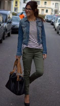 Comfy and soft liverpool jean jacket, striped long sleeved t-shirt and army???
