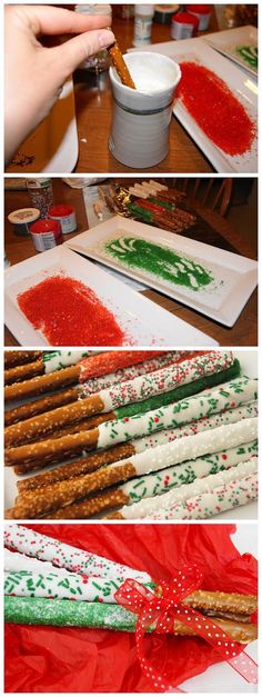 Christmas White Chocolate-Dipped Pretzel Rods