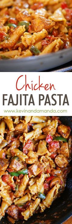 This Creamy Chicken Fajita Pasta Recipe | Mexican Food | Everything cooks in one pan (even the noodles!) and it&#39;s done in 15 minutes. So, so good!!