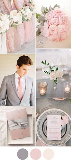 elegant pink and grey spring wedding color ideas