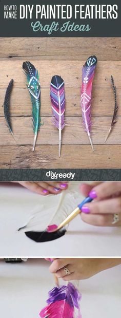 Cheap and Easy Crafts for Teens | DIY Painted Feathers by DIY Ready at <a href="http://diyready.com/27-easy-diy-projects-for-teens-who-love-to-craft/" rel="nofollow" target="_blank">diyready.com/...</a>