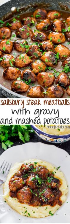 These Salisbury Steak Meatballs with Gravy and Mashed Potatoes are a classic and???