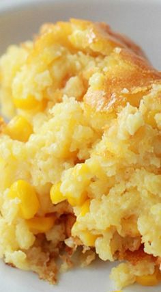 Sweet Corn Spoonbread - Southern Bite _ A favorite at our house. It???s another one of those dump, stir, and pour recipes that we all love, but it tastes like so much more!