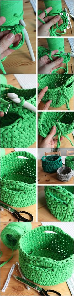 Up-cycle an old t-short into this stylish basket! <a class="pintag" href="/explore/upcycle/" title="#upcycle explore Pinterest">#upcycle</a> <a class="pintag" href="/explore/diy/" title="#diy explore Pinterest">#diy</a> <a class="pintag" href="/explore/crochet/" title="#crochet explore Pinterest">#crochet</a> <a class="pintag" href="/explore/homemade/" title="#homemade explore Pinterest">#homemade</a>