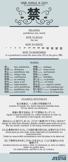 Learn one Kanji a day with infographic - ??? (kin): <a href="http://japanesetest4you.com/learn-one-kanji-a-day-with-infographic-%e7%a6%81-kin/" rel="nofollow" target="_blank">japanesetest4you....</a>