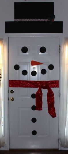 Frosty the doorman :) Cute idea for decorating a classroom door or dorm room door at Christmas time.