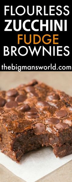 Healthy Flourless Zucchini Fudge Brownies made with NO butter and NO flour and ridiculously easy- Hands down, BEST brownies ever! {vegan, gluten free, paleo recipe}- <a href="http://thebigmansworld.com" rel="nofollow" target="_blank">thebigmansworld.com</a>