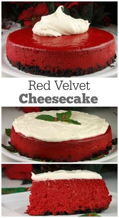 Recipe for Red Velvet Cheesecake: the perfect Christmas holiday dessert recipe. So festive and delicious!