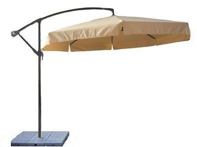 10 Foot Tan Cantilever Offset Umbrella with 2rd Generation Sand Base Patio Deck Cantilever Patio Umbrella