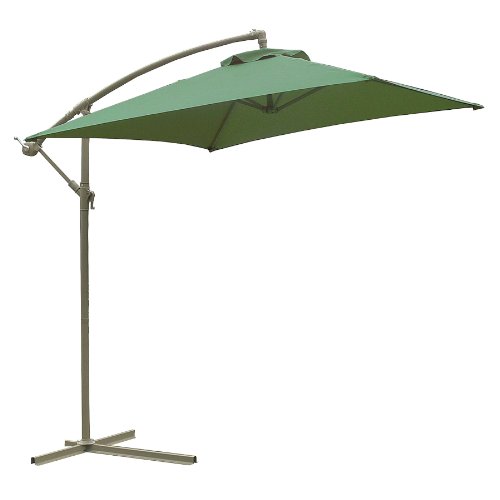 Astonica 50100760 9' Hunter Green Steel Ribbed Cantilever Umbrella with Base Cantilever Patio Umbrella