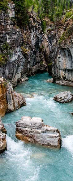 Marble Canyon in Kootenay National Park, British Columbia. Kootenay is one of 6 national parks in the Canadian Rocky Mountains. It is adjacent to Banff and Yoho National Parks.