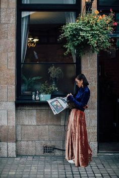 Velvet Skirt | London Fashion Week Street Style